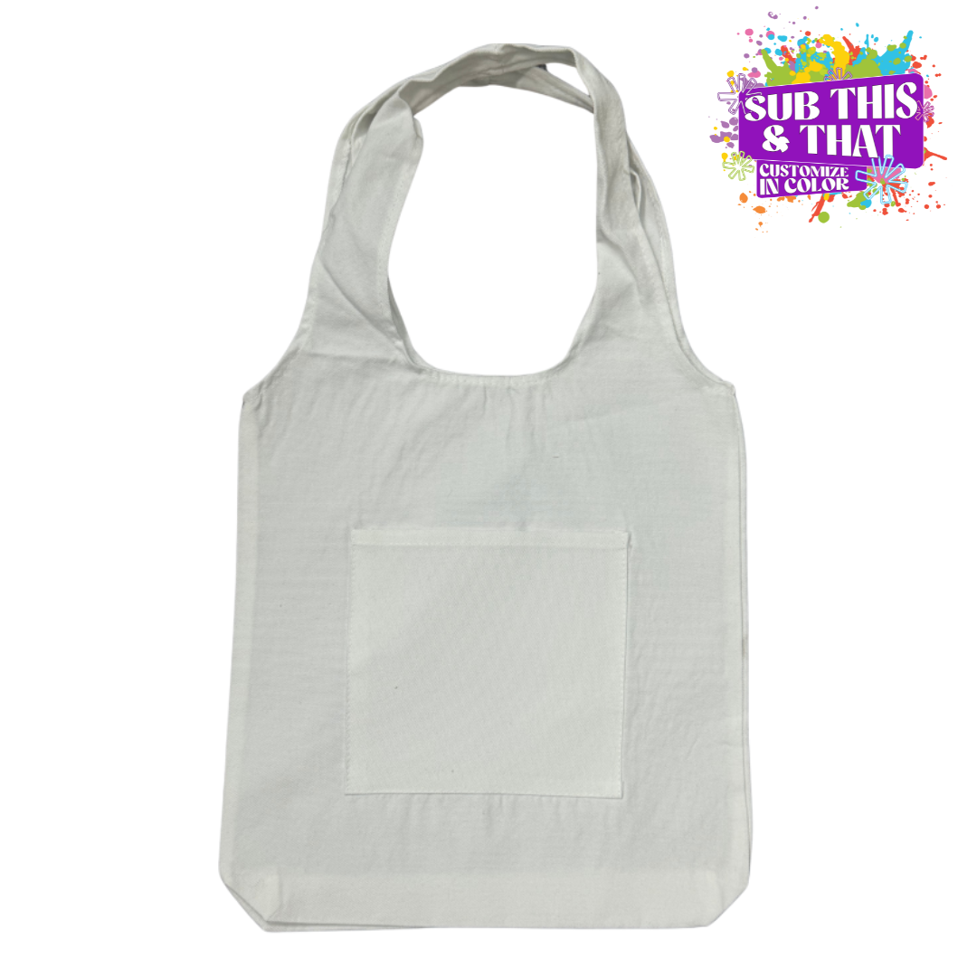Sublimation Polyester Tote Bag with Pocket – Customizable Large Shopping & Travel Bag