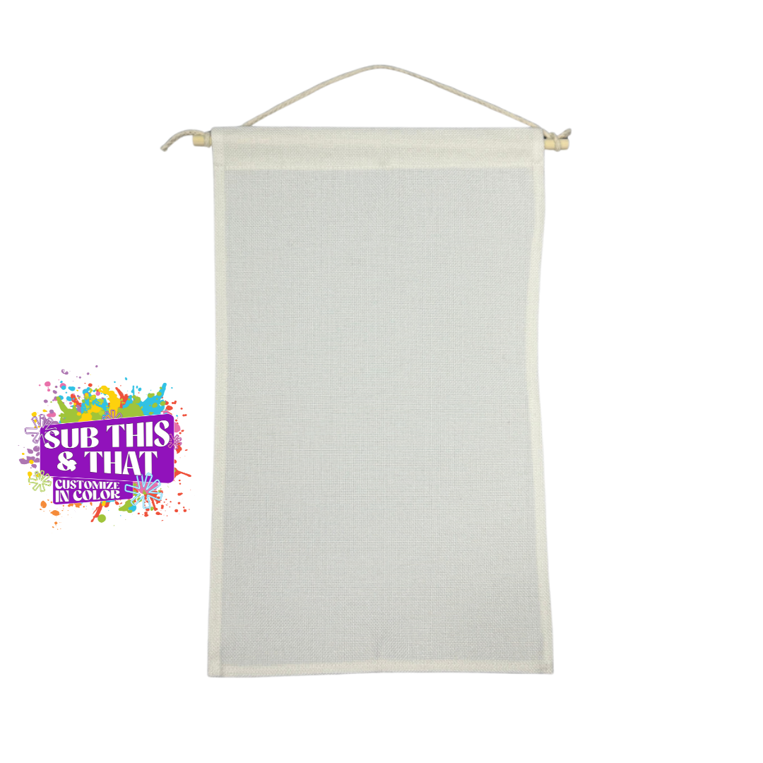 Sublimation Polyester Rectangle Banner Flag – 12.5" x 20" - Rod & Cord Included