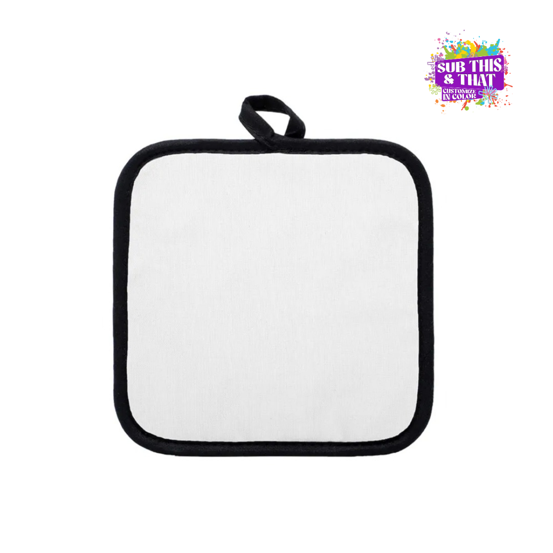 Sublimation White Pot Holder with Black Trim – Heat-Resistant Rubber Back