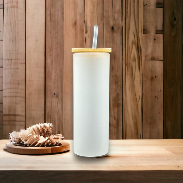 Sublimation bamboo lid glass Tumbler with Handle – We Sub'N