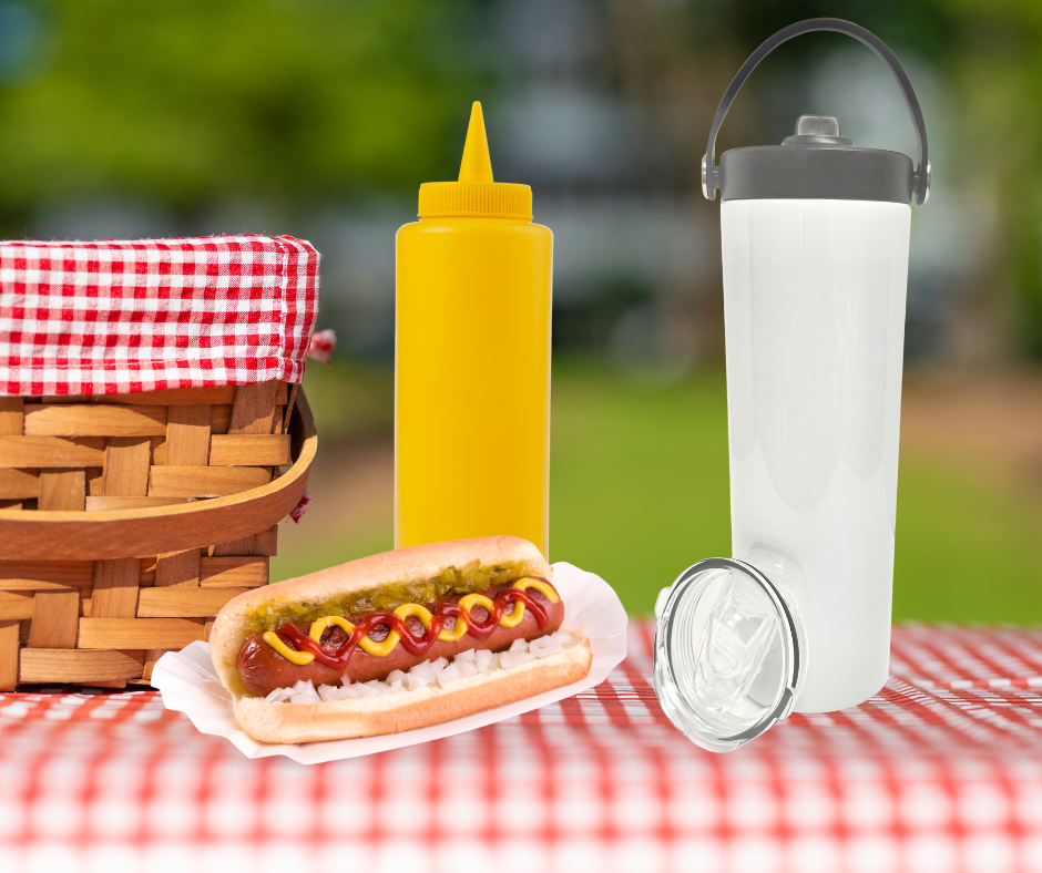 20oz Sublimation Tumbler with Handle & Dual Lids – White Stainless Steel