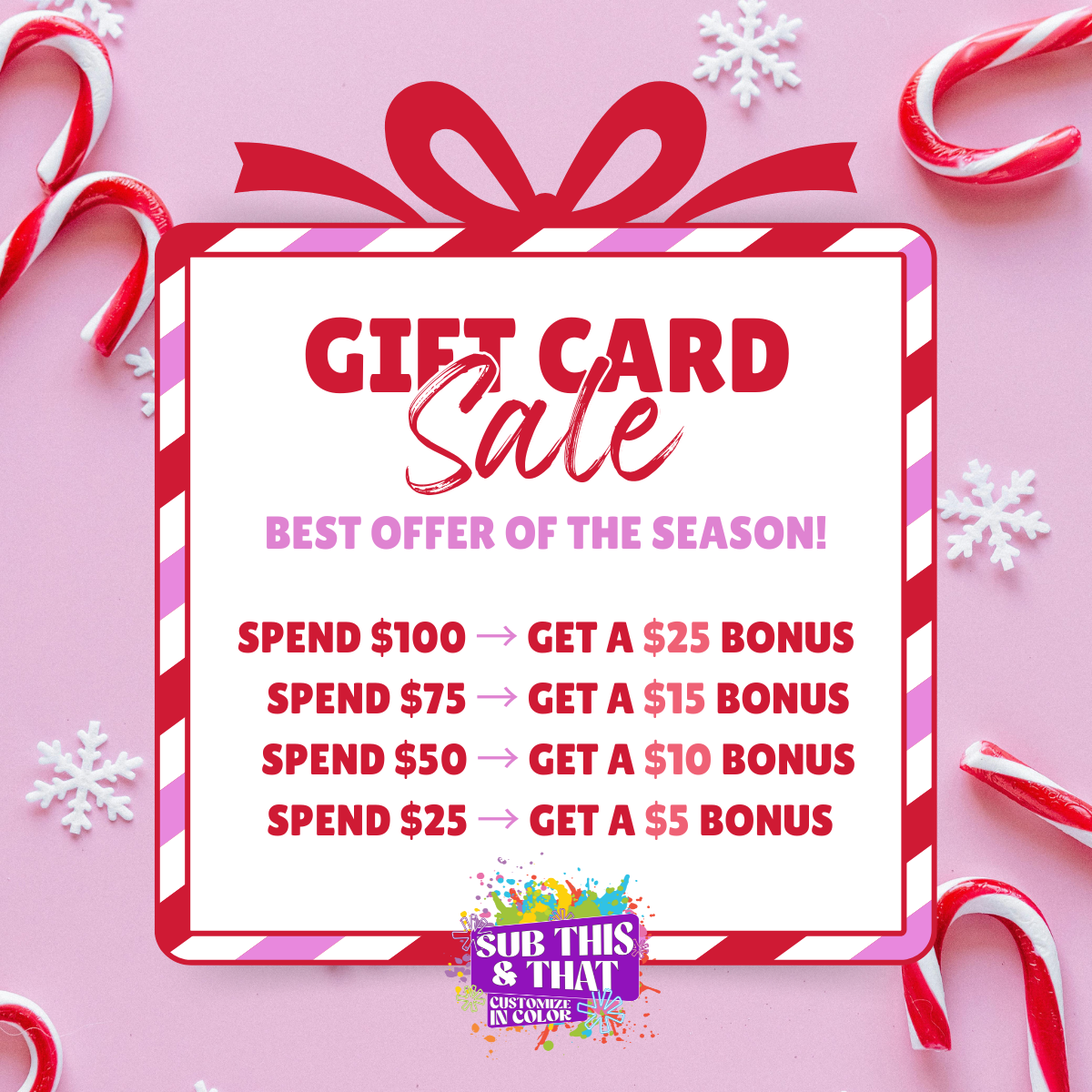 Holiday Bonus Gift Card Sale