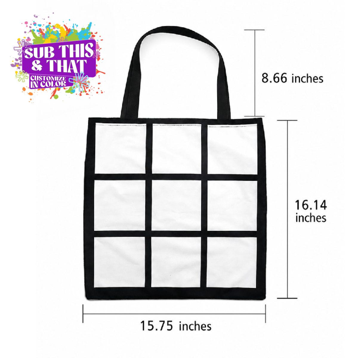 Sublimation 9-Panel Thick Canvas Photo Tote Bag