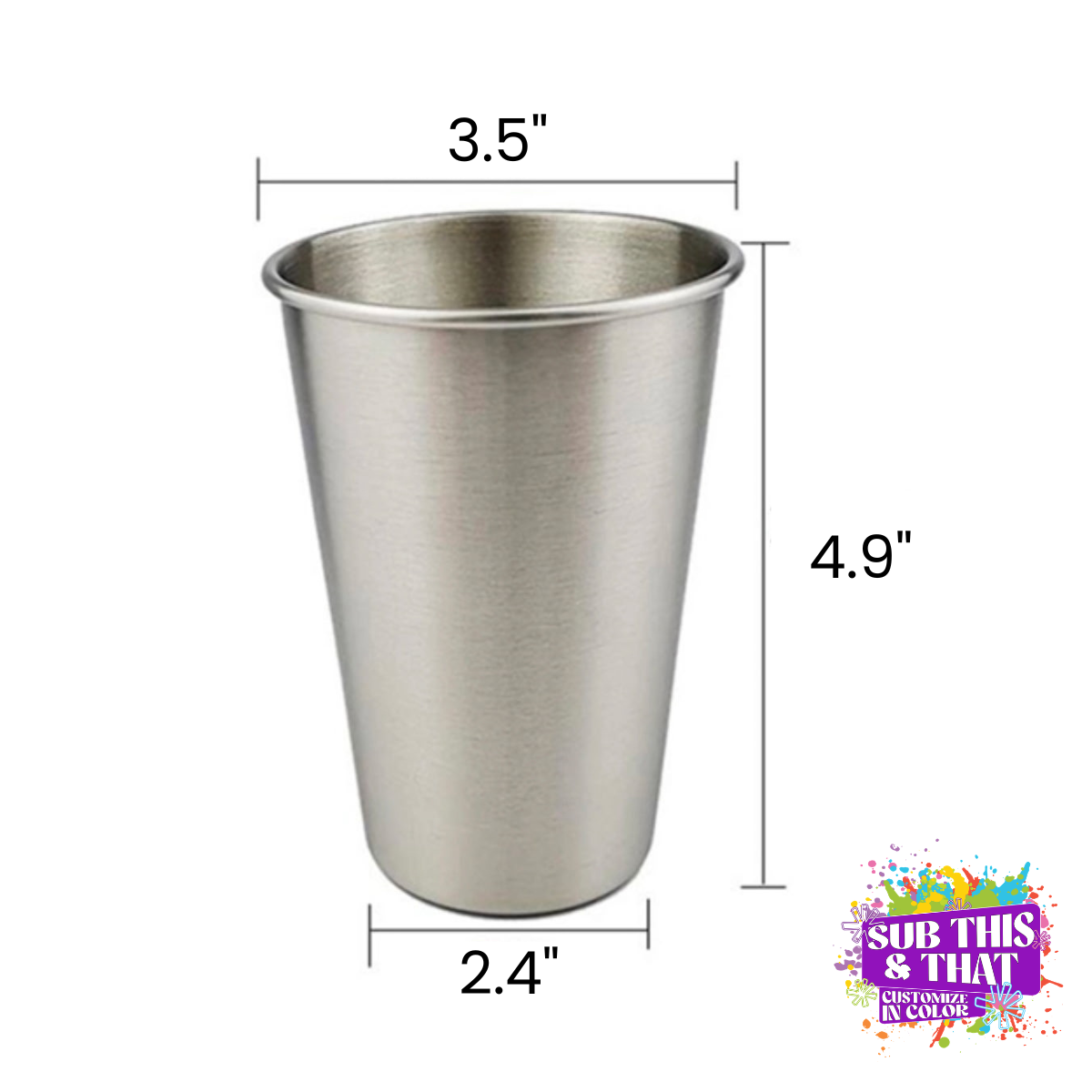 17oz Stainless Steel Sublimation Silver Pint Glass