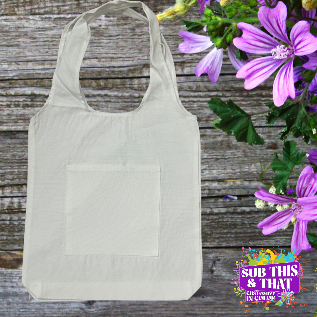 Sublimation Polyester Tote Bag with Pocket – Customizable Large Shopping & Travel Bag