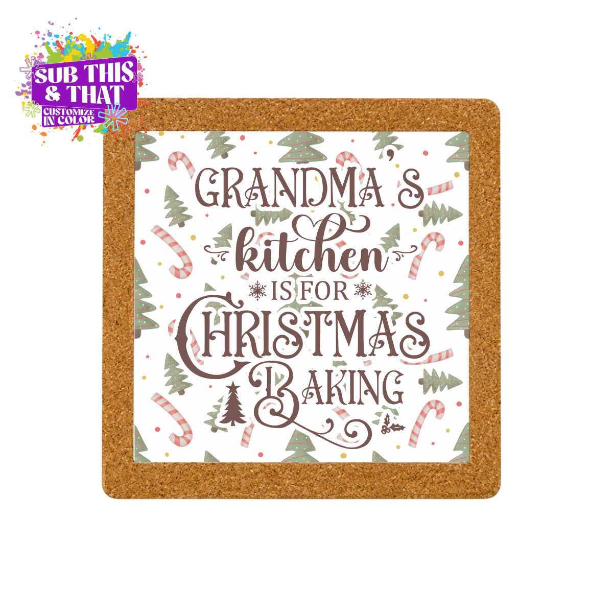 6 x 6 Cork Trivet with 4 x 4 Sublimation Ceramic Tile | Hot Pad Blank | Sublimation Trivet for Kitchen Décor