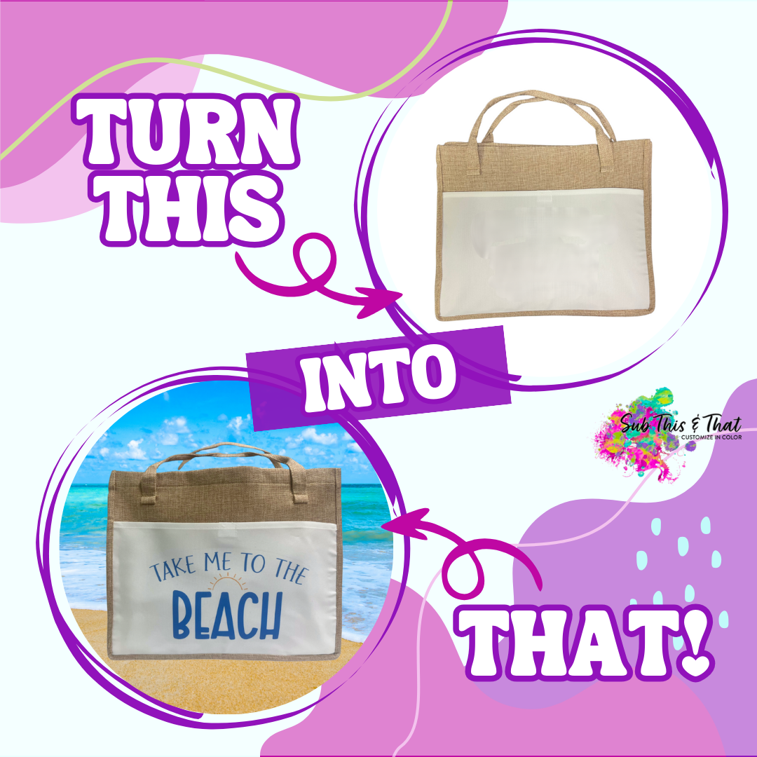 Sublimation Brown and White Jute Tote Bag