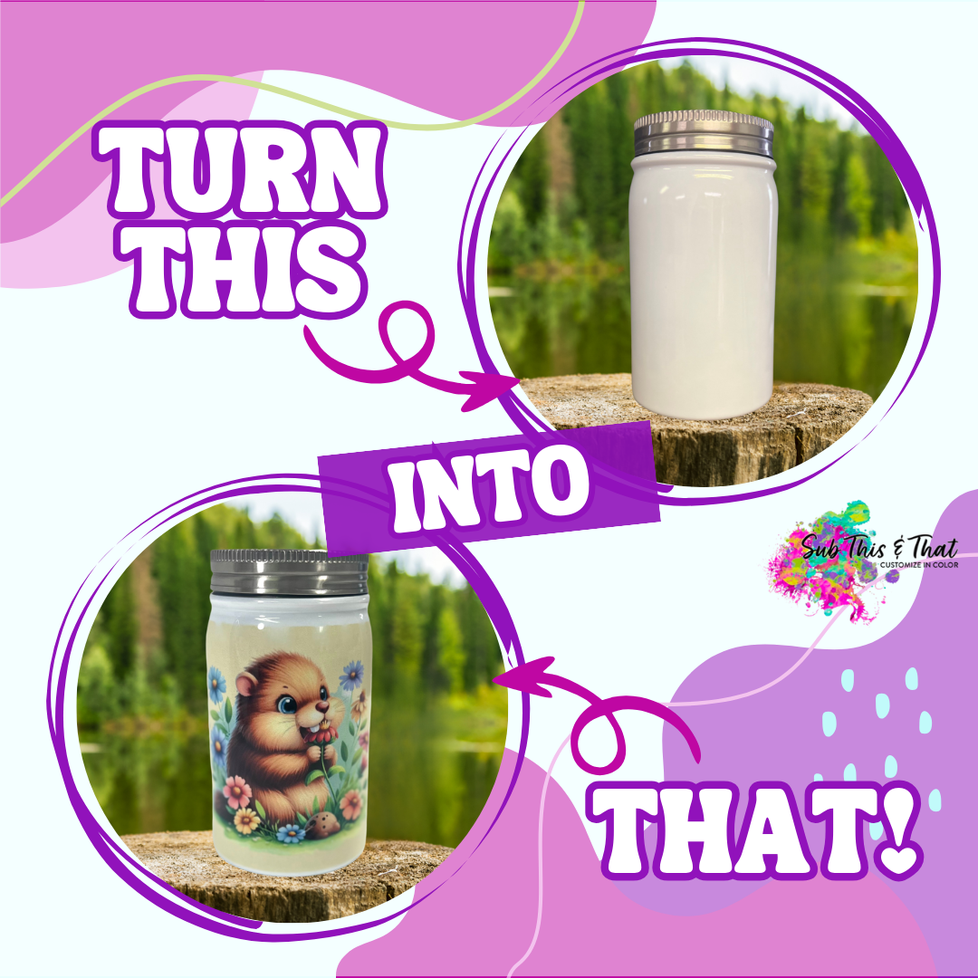 17oz Stainless Steel White Mason Tumbler