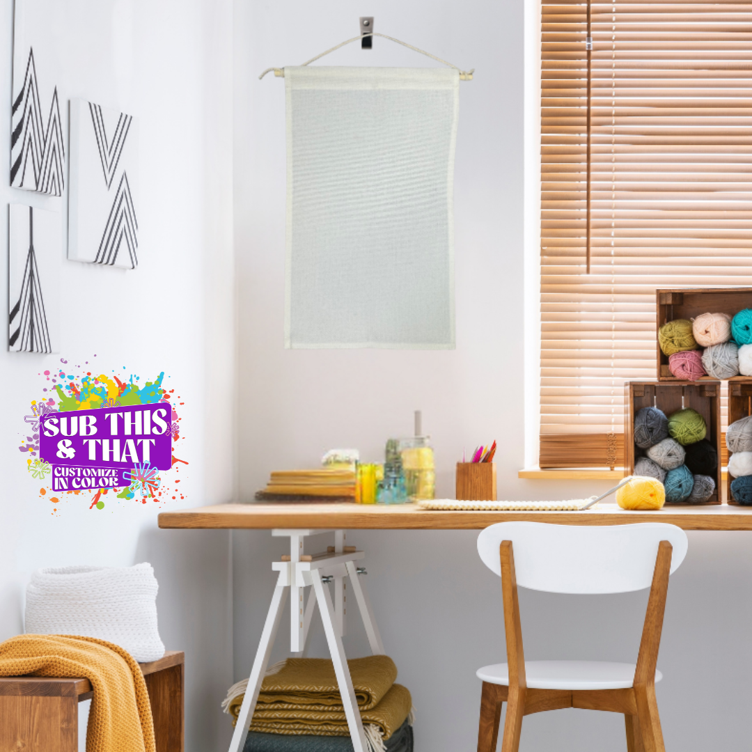 Sublimation Polyester Rectangle Banner Flag – 12.5" x 20" - Rod & Cord Included