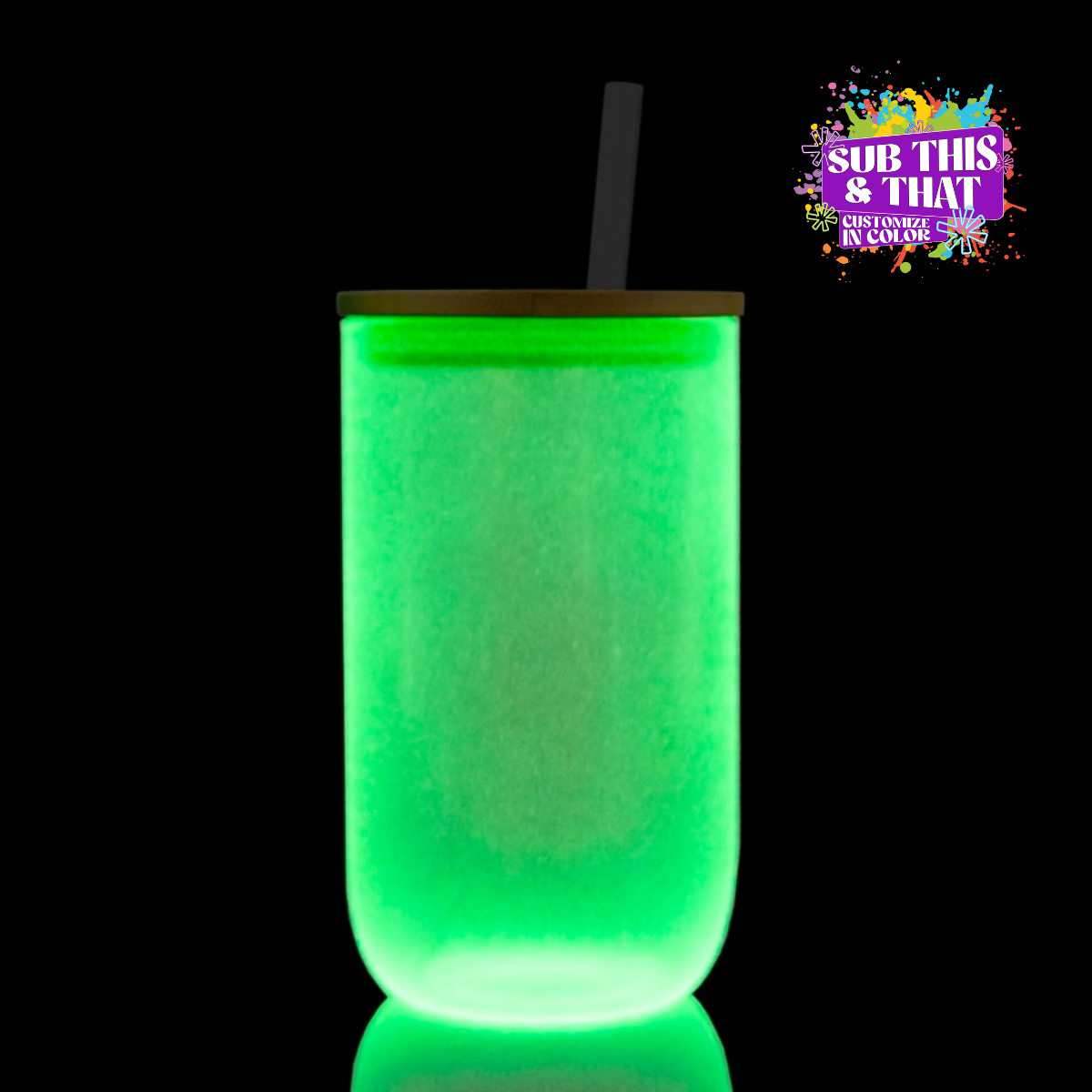 18oz Green Glow-in-the-Dark Sublimation Wine Glass Tumbler