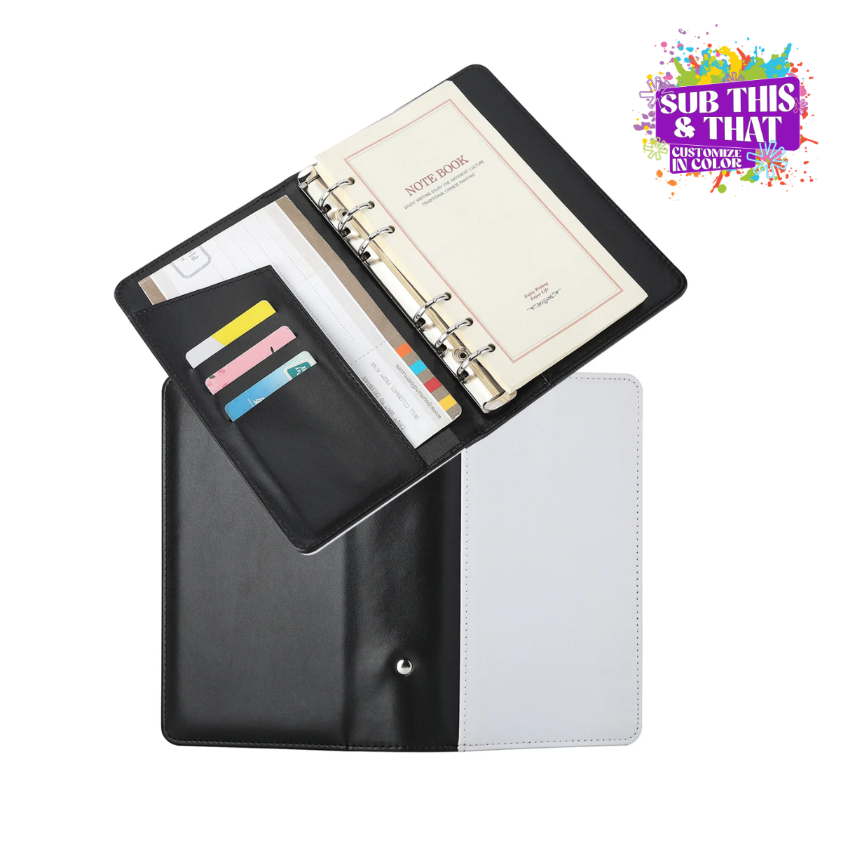 Sublimation A6 PU Leather 6-Ring Binder With Paper