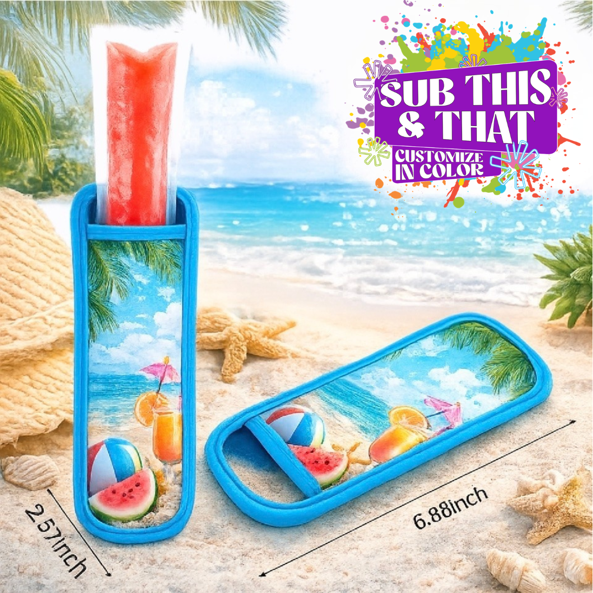 Sublimation Neoprene Popsicle Holder Sleeve | Pack of 5 | Blue