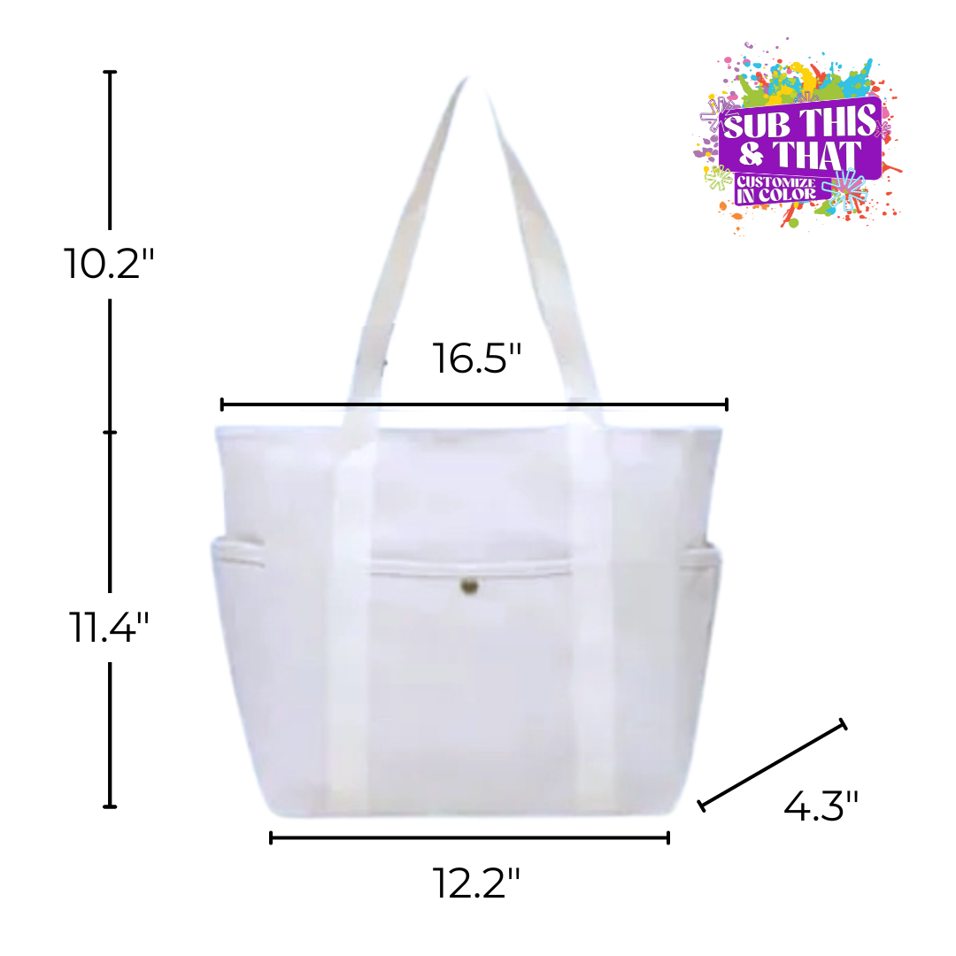 Sublimation Polyester 3 Pocket Beach/ Grocery Shopping Travel Bag