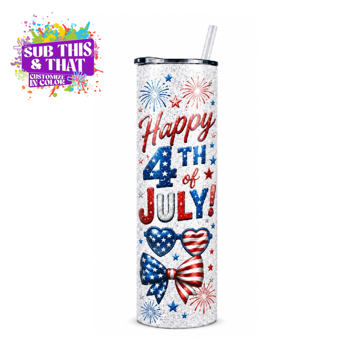 20oz Glitter Skinny Sublimation Tumbler