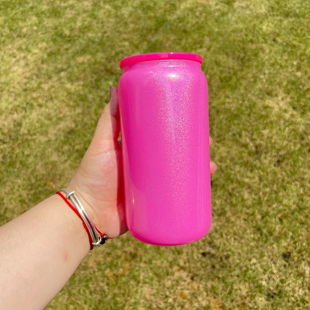 16oz Sublimation SHIMMER GLITTER Pastel Glass Tumbler With Colored Lid (Copy)