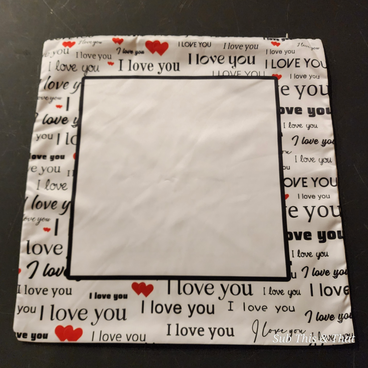 Sublimation 'I Love You' Satin 16inch Pillow Cover ONLY - Flawed Item – Read Description