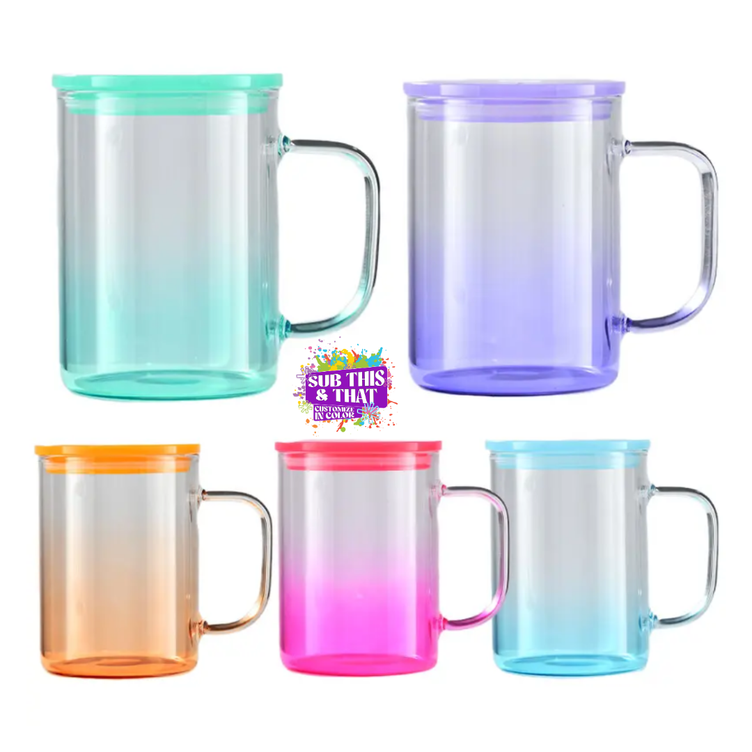 17oz Sublimation Colored Glass Mug with Handle