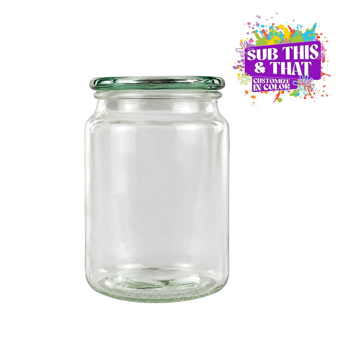 750ml Sublimation Ready Glass Jar with Glass Lid