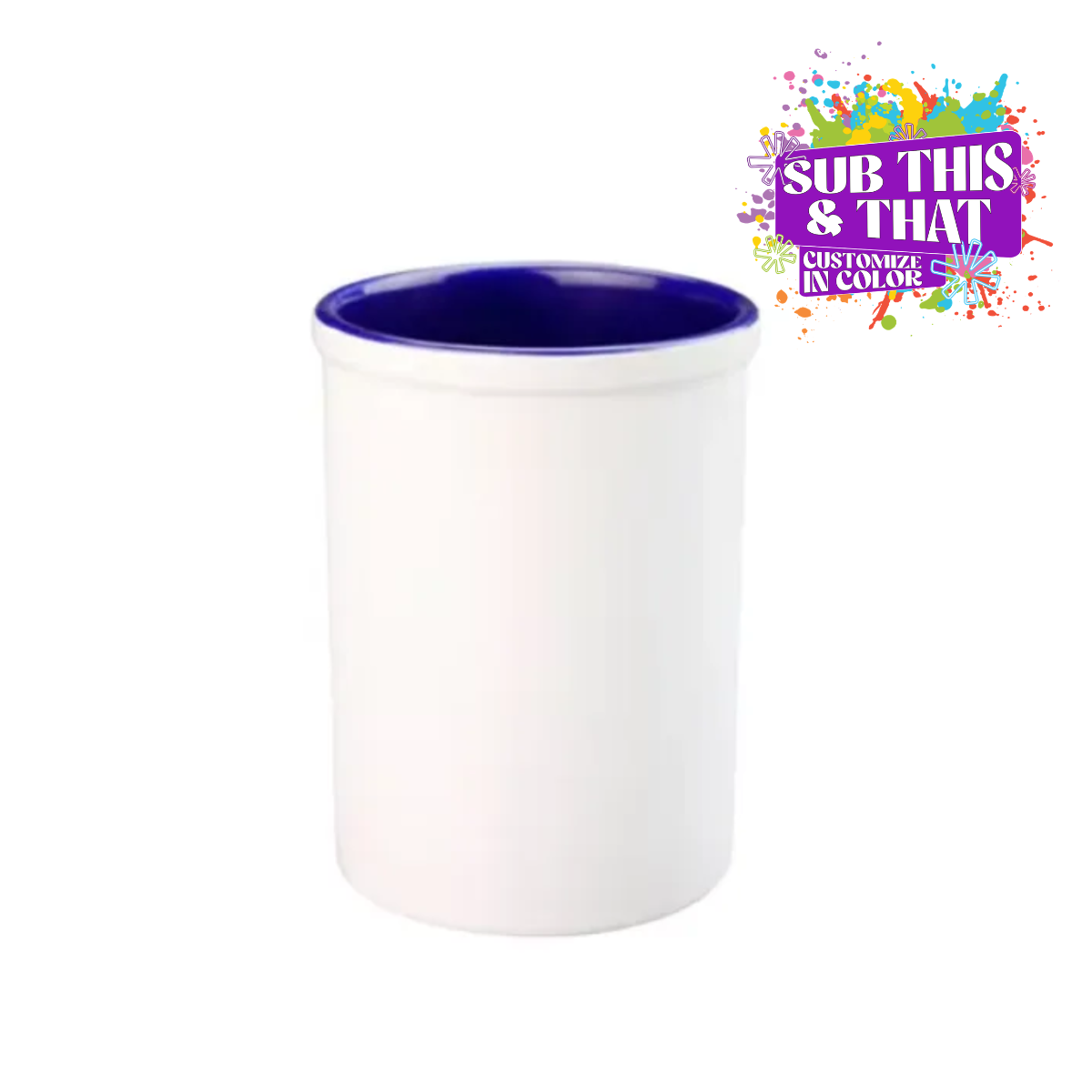 Sublimation Ceramic Pencil Holder Caddy (Blue Interior)