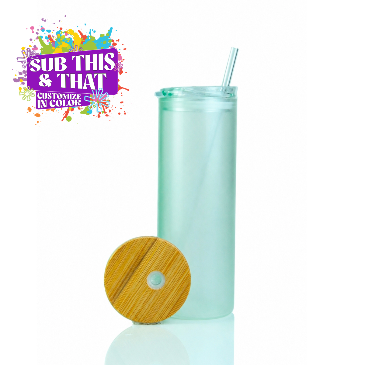 20oz Sublimation Blank Glow Glass Skinny Tumbler