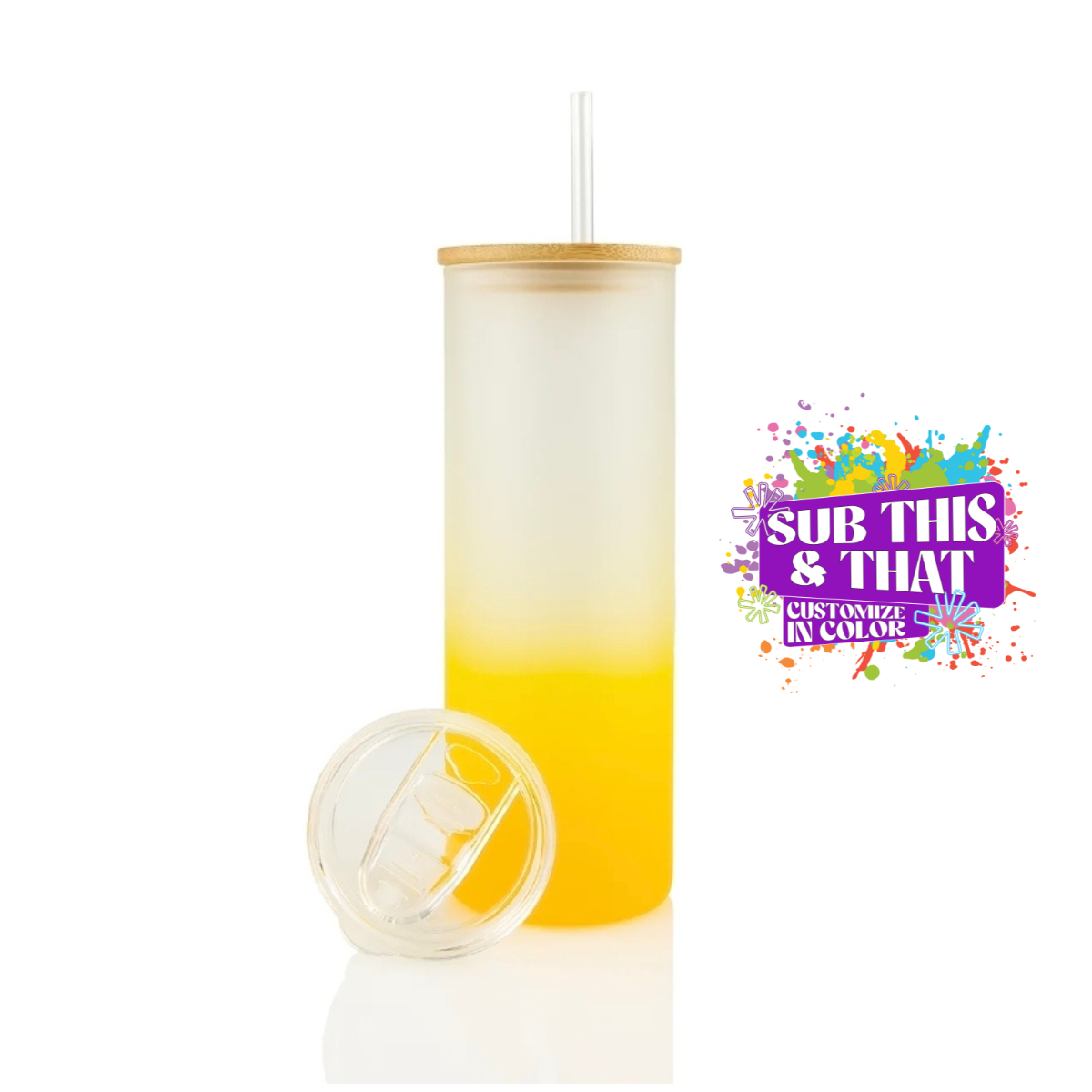 20oz Sublimation Gradient Glass Skinny Duo Tumbler (Includes 2 Lids + Straw)