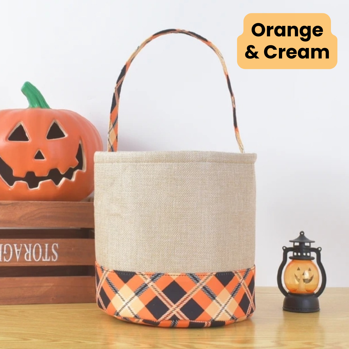 NON-SUBLIMATION Plaid Halloween Basket