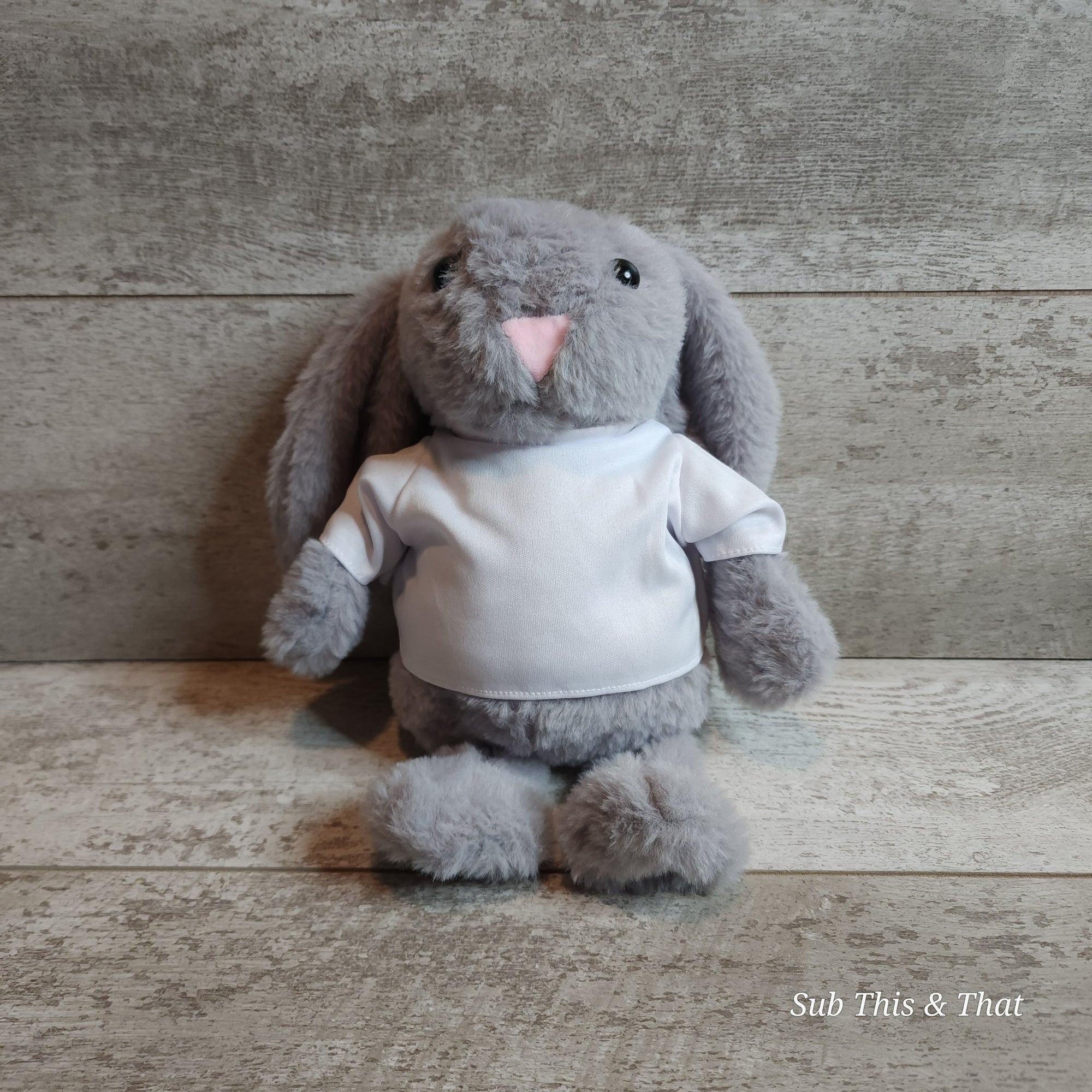 13" Easter Bunny Plush with Blank Sublimation Ready T-shirt