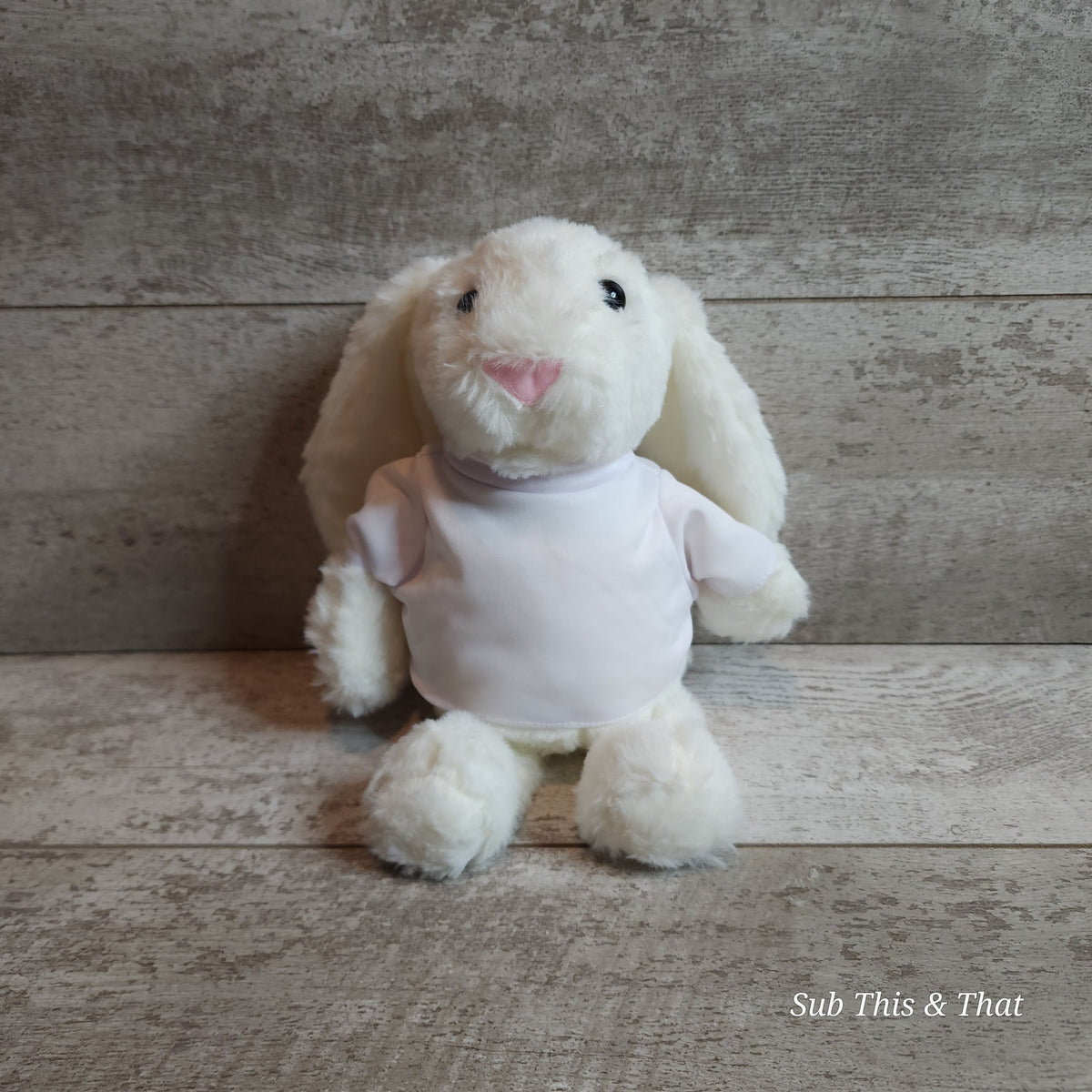 Easter Bunny Plush with Blank Sublimation Ready T-shirt