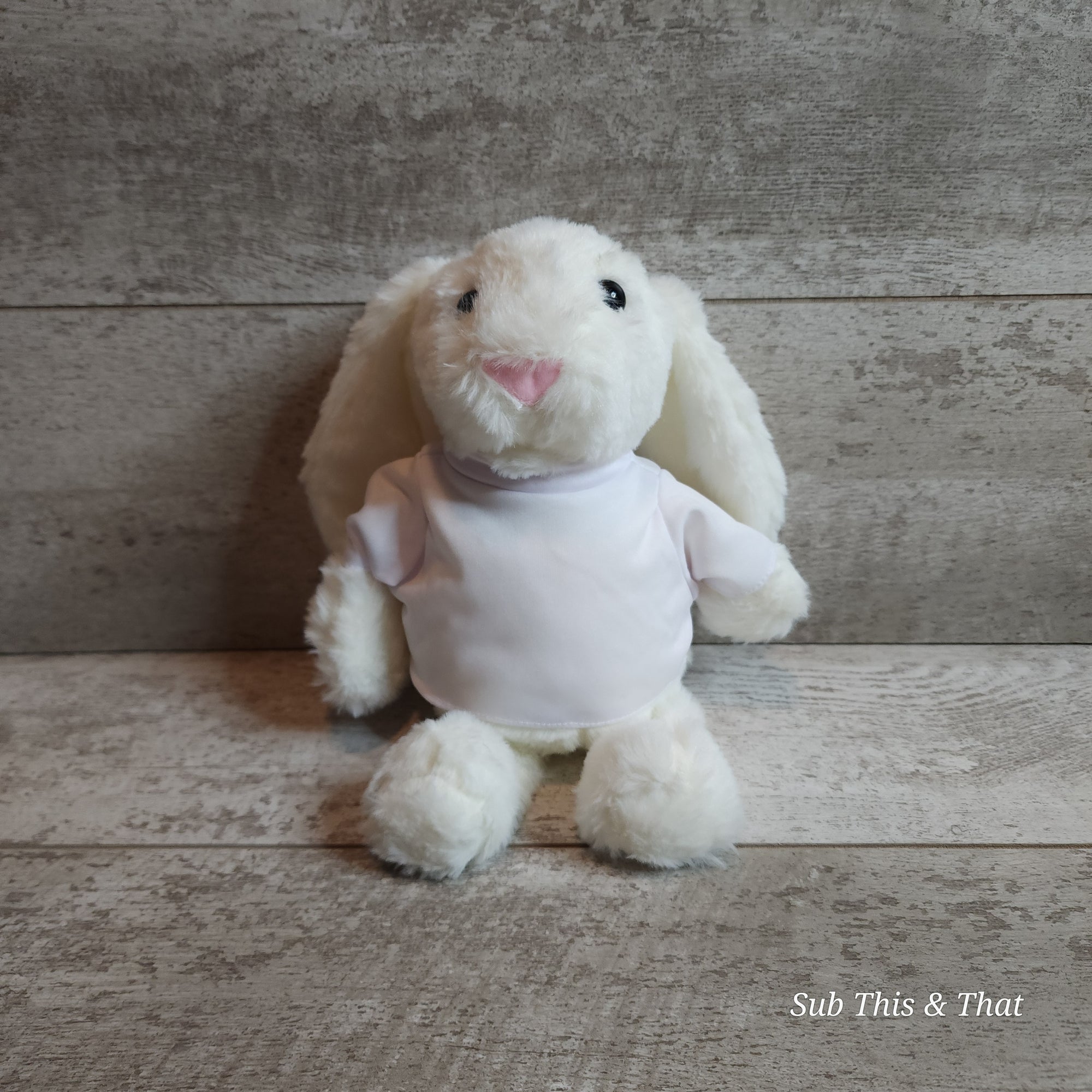 13" Easter Bunny Plush with Blank Sublimation Ready T-shirt