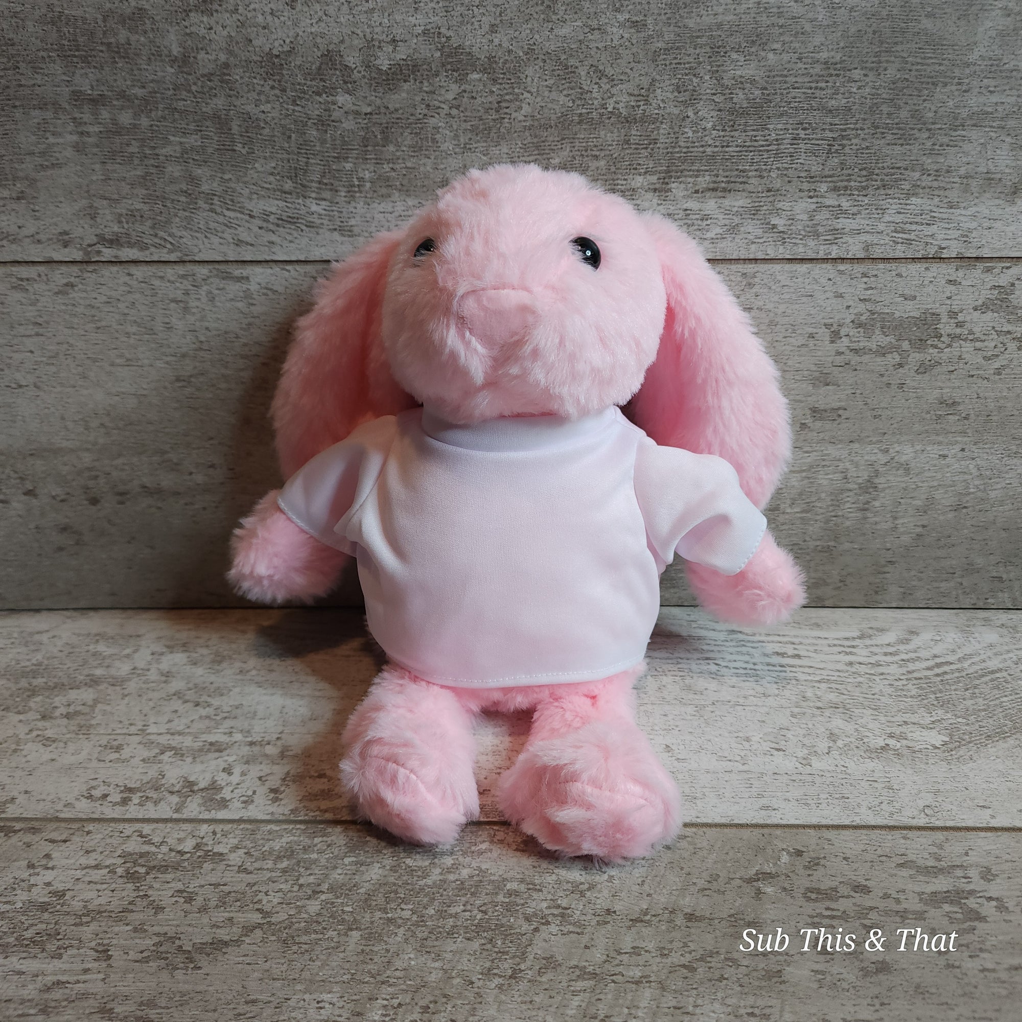 13" Easter Bunny Plush with Blank Sublimation Ready T-shirt