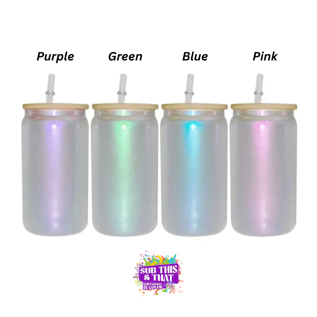 16oz Sublimation Iridescent Glass Tumbler (Copy)