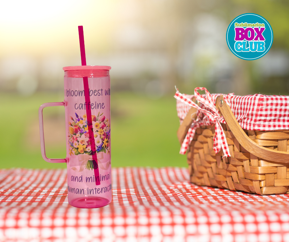 20oz Skinny Colored Glass Tumbler With Handle