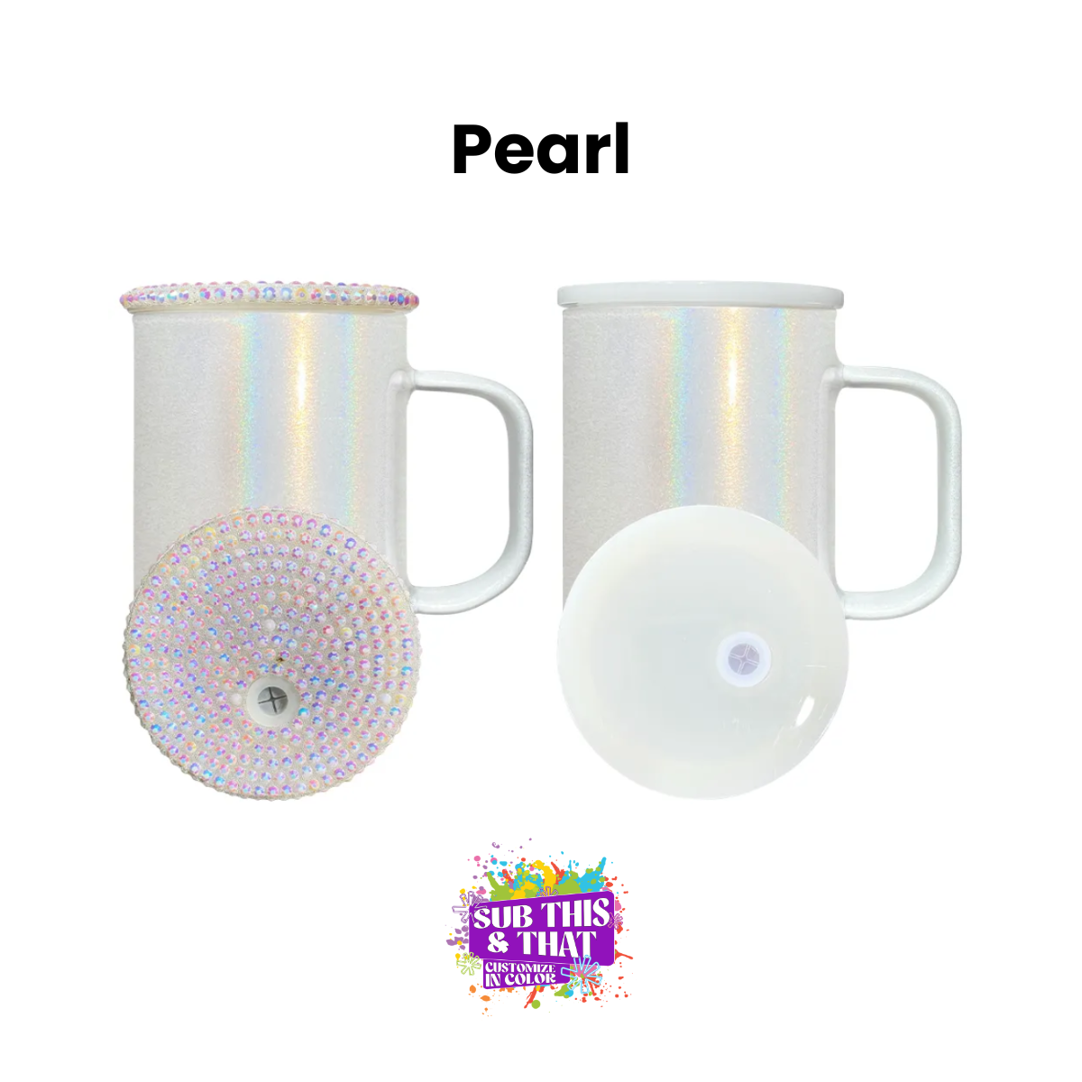 16oz Shimmer Glitter Glass Tumbler with Bling Lid