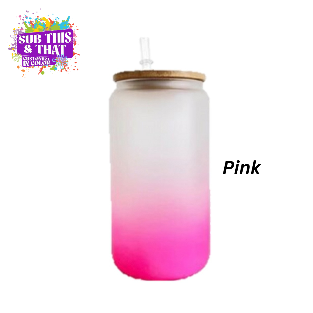 Sublimation 20oz Frosted Ombre Glass Beer Can Tumbler