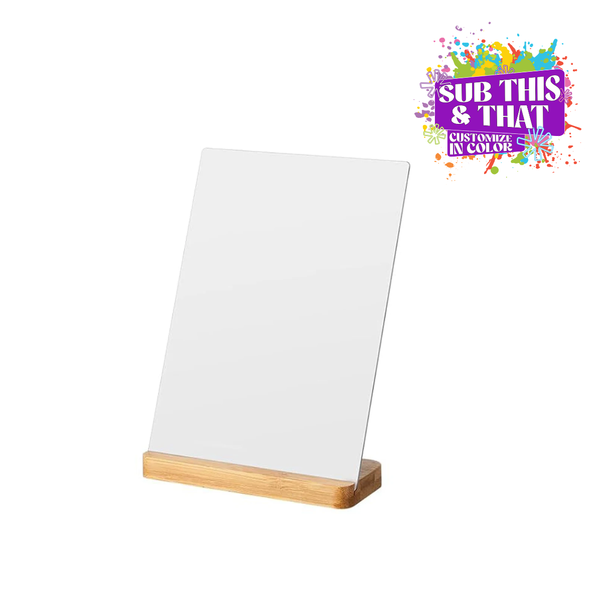 Sublimation Metal Desk Frame & Sign with Bamboo Base