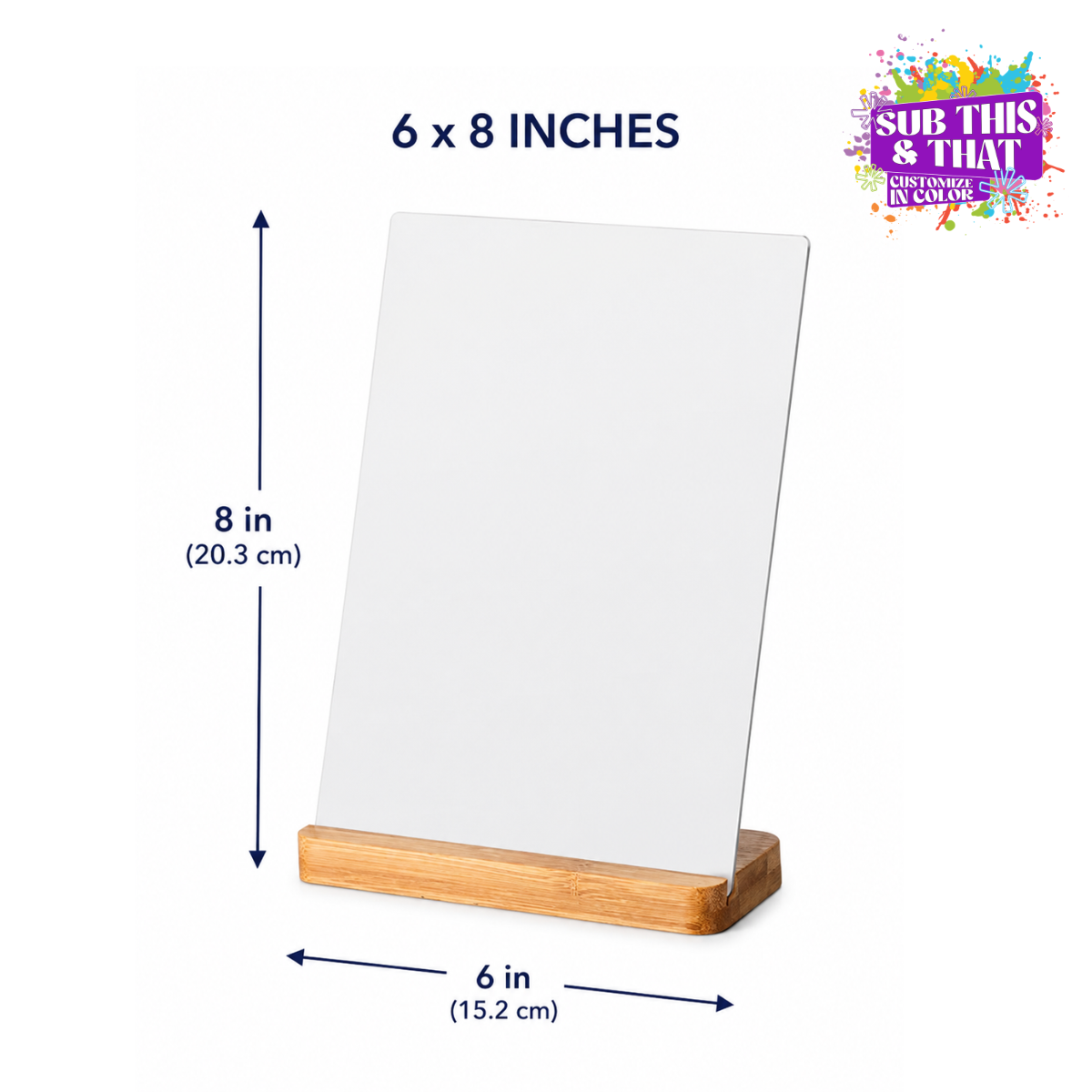 Sublimation Metal Desk Frame & Sign with Bamboo Base