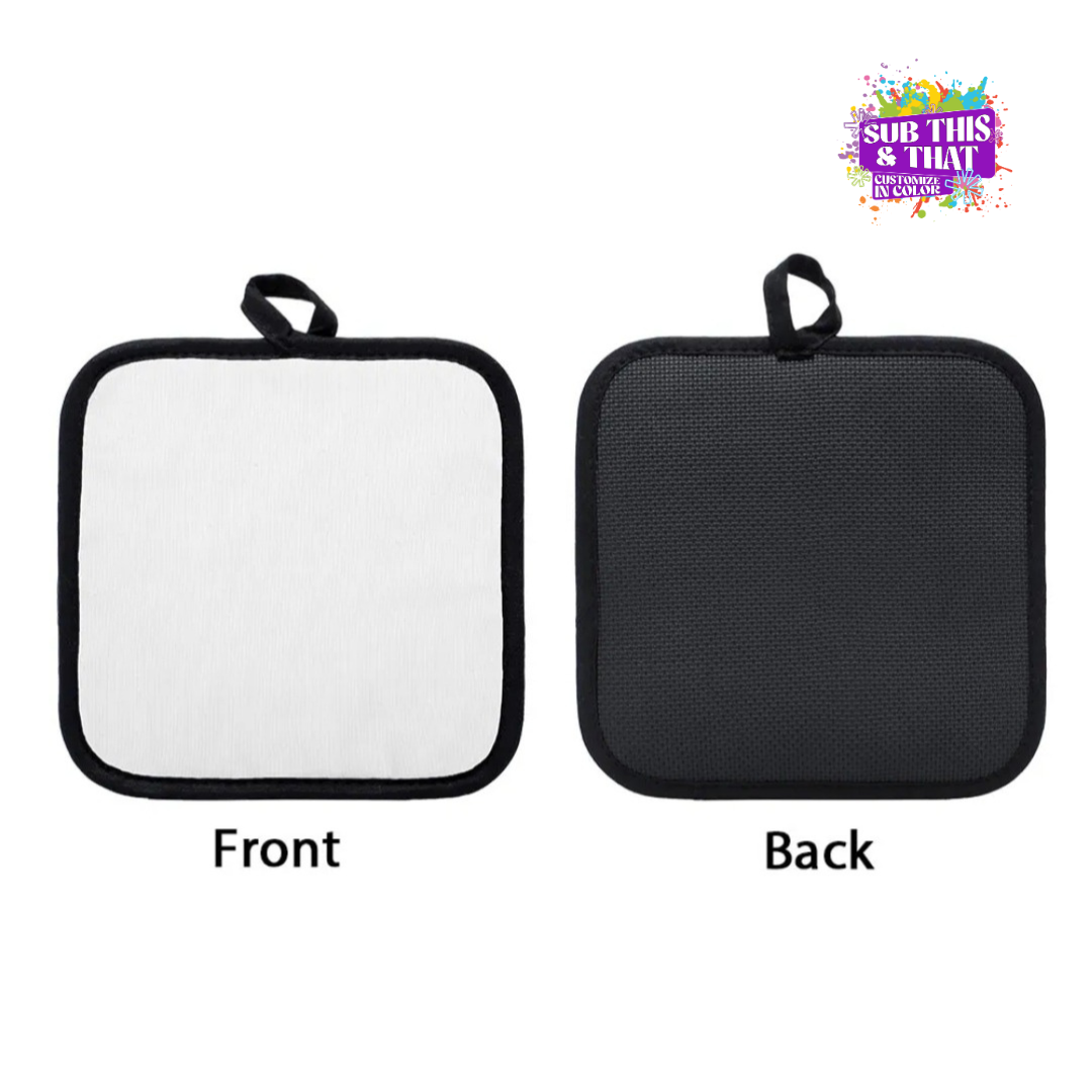 Sublimation White Pot Holder with Black Trim – Heat-Resistant Rubber Back
