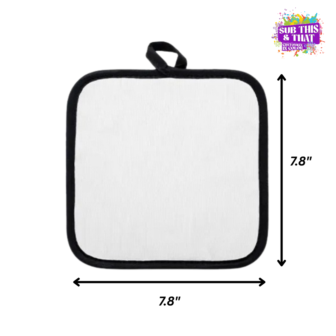 Sublimation White Pot Holder with Black Trim – Heat-Resistant Rubber Back