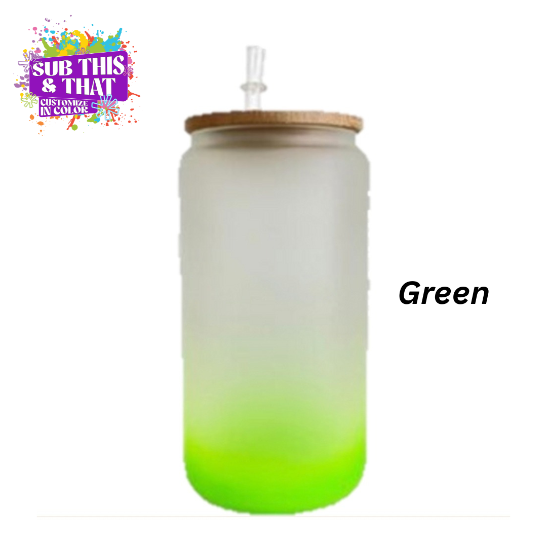 Sublimation 20oz Frosted Ombre Glass Beer Can Tumbler