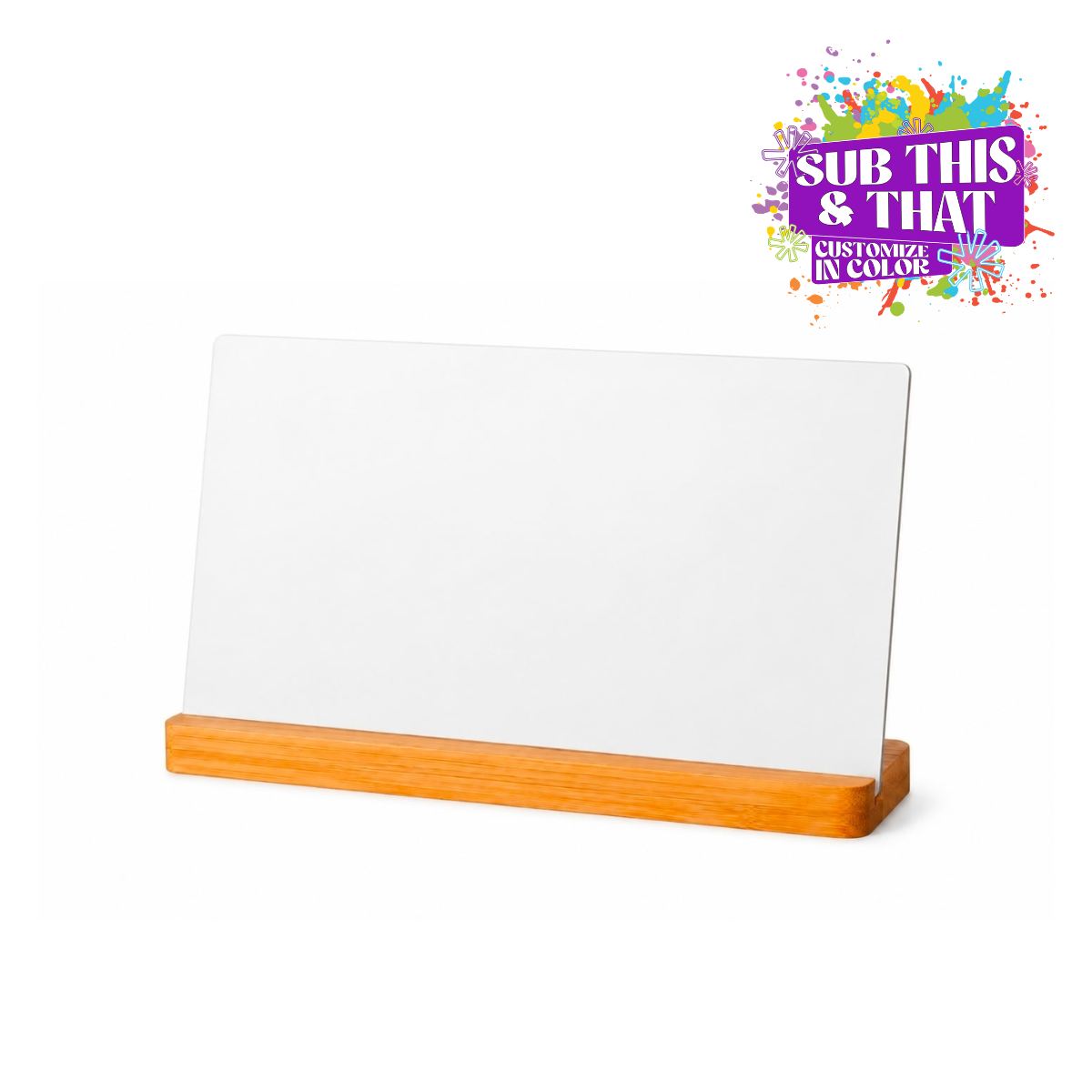 Sublimation Metal Desk Frame & Sign with Bamboo Base