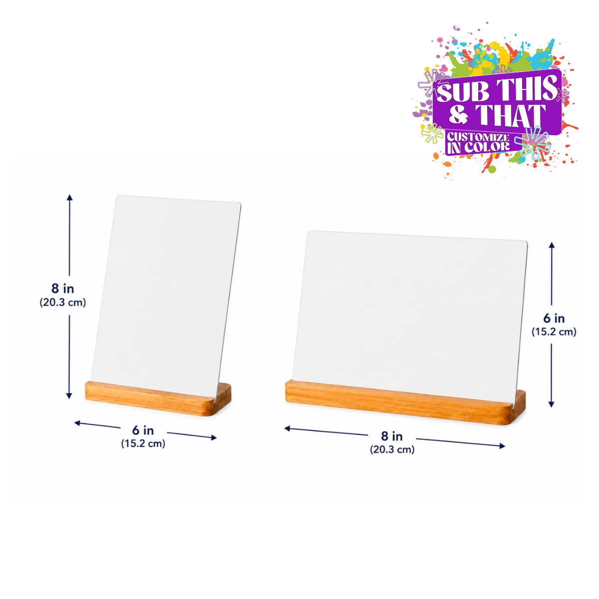 Sublimation Metal Desk Frame & Sign with Bamboo Base