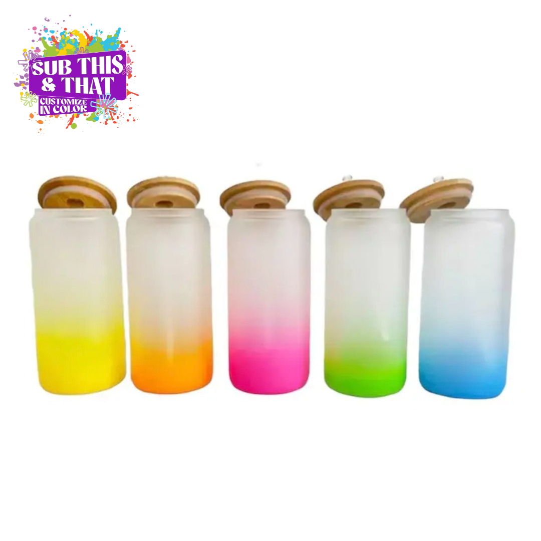 Sublimation 20oz Frosted Ombre Glass Beer Can Tumbler