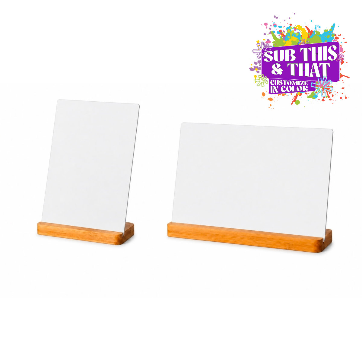 Sublimation Metal Desk Frame & Sign with Bamboo Base