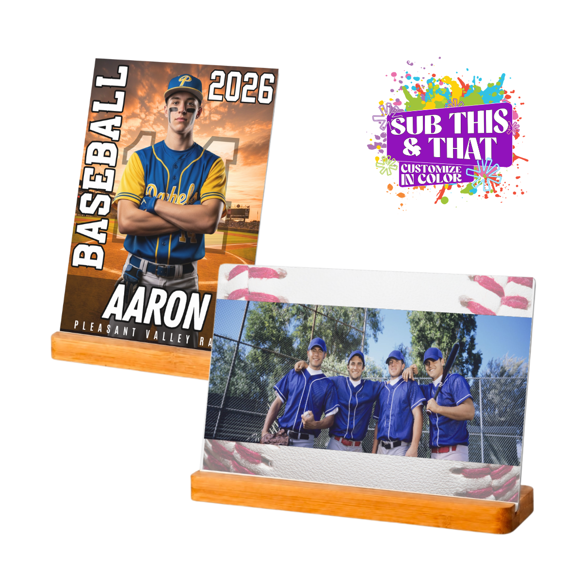 Sublimation Metal Desk Frame & Sign with Bamboo Base