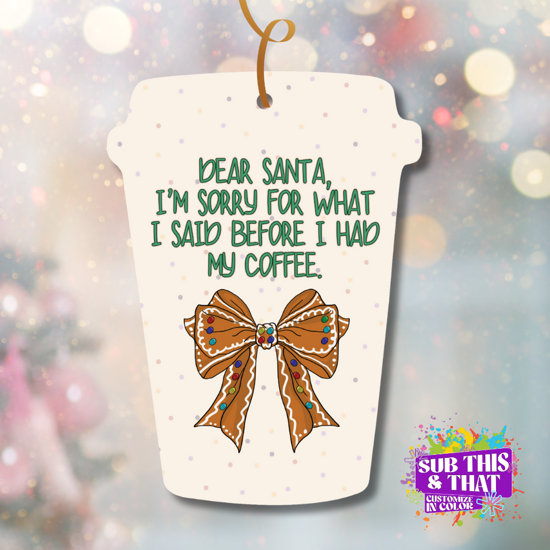 Sublimation MDF Christmas Coffee Cup Ornament (Copy)
