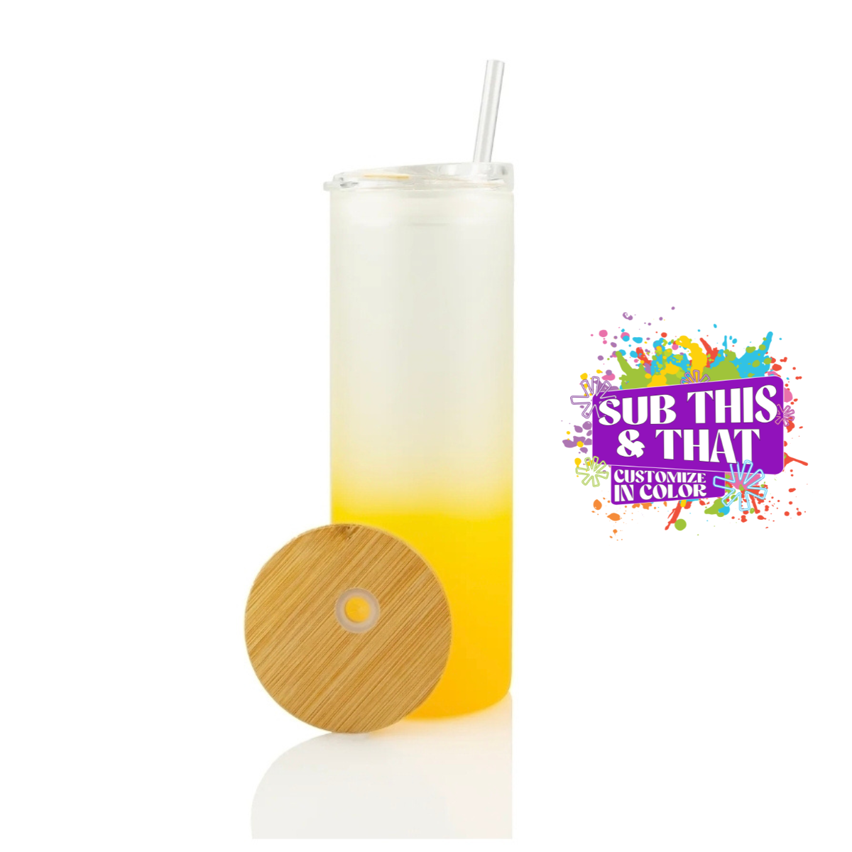 20oz Sublimation Gradient Glass Skinny Duo Tumbler (Includes 2 Lids + Straw)