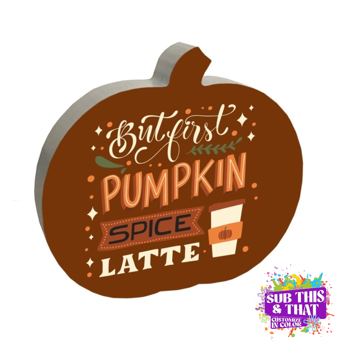 Sublimation Pumpkin White Wood Decor Block