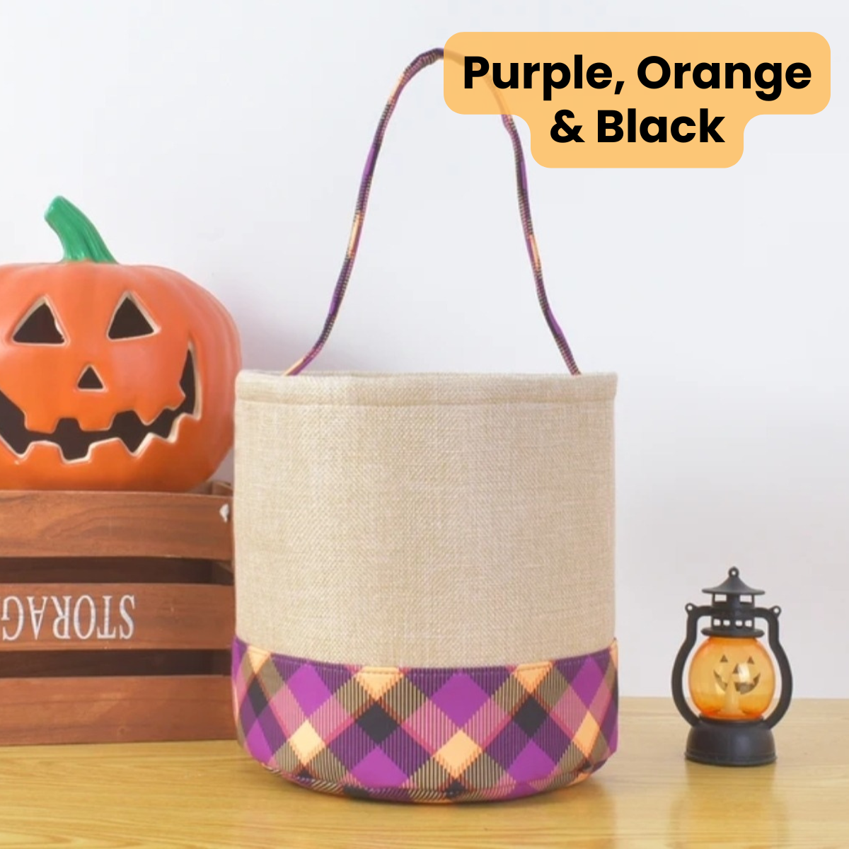 NON-SUBLIMATION Plaid Halloween Basket