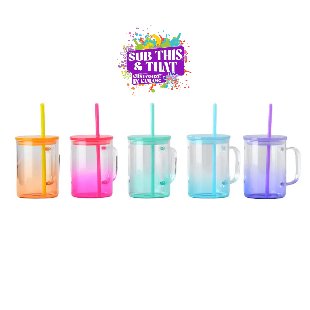 17oz Sublimation Colored Glass Mug with Handle