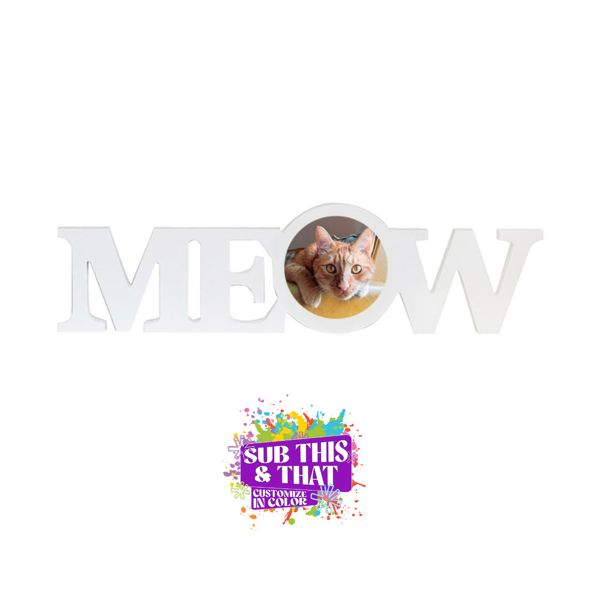 Sublimation Meow Wood Photo Panel Block with Metal Insert
